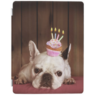 Smart Cover Para iPad Bulldog francés con la magdalena del cumpleaños