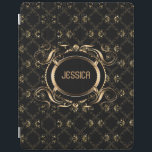 Smart Cover Para iPad Elegante marco floral negro y dorado barroco<br><div class="desc">Elegante marco floral negro y dorado estilo barroco con monograma de personalizable. Si necesita ayuda para personalizar alguno de mis diseños,  póngase en contacto con el diseñador ArtOnWear. Formato de texto gratuito con ayuda en directo disponible bajo petición.</div>