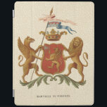 Smart Cover Para iPad Insignia estadista con Griffin y León<br><div class="desc">Esta bonita insignia heráldica cuenta con un grifo y un león. El león está sosteniendo un escudo mientras el ataúd sostiene una lanza con palabras latinas que se traducen en "El poder de la verdadera nobleza". ¡Muestra tu verdadera nobleza con esta majestuosa huella!</div>