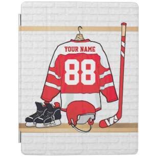 Smart Cover Para iPad Jersey rojo y blanco personalizado del hockey