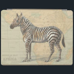 Smart Cover Para iPad Mapa de África y una cebra<br><div class="desc">Este pedazo de ilustraciones satisfará a cualquier amante del viajero y del animal de mundo. El fondo representa el mapa de África y hay una imagen de una cebra encima de ella. En esta imagen,  las fronteras le hacen el pedazo perfecto del arte decorativo.</div>
