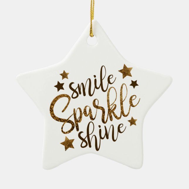 Smile Sparkle Shine, ornamento de letras doradas d (Frente)