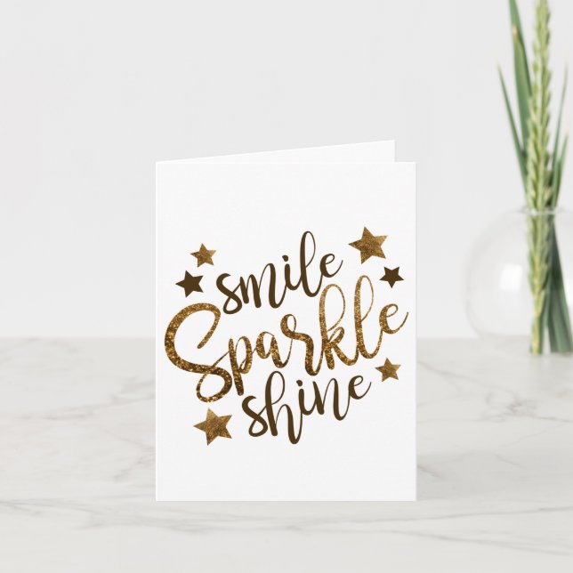 Smile Sparkle Shine, tarjeta de saludo de oro de e (Anverso)