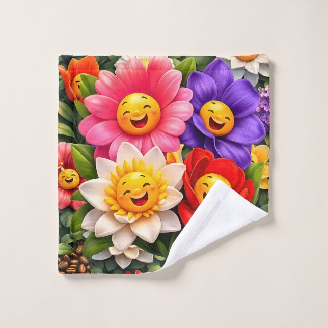 smiling floral garden washcloth description add a  (Toallita)