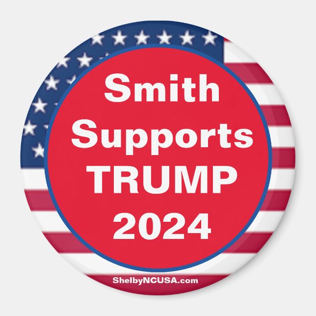 Smith apoya el imán patriótico rojo TRUMP 2024 (Frente)