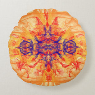 SMOKE naranja - Arte Fractal - Almohada redonda