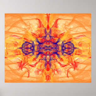 SMOKE naranja - Arte fractal - Poster