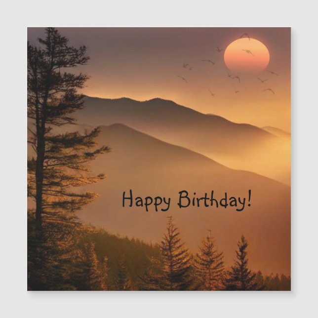 Smokey Mountains Happy Birthday Magnetic Card (Anverso)