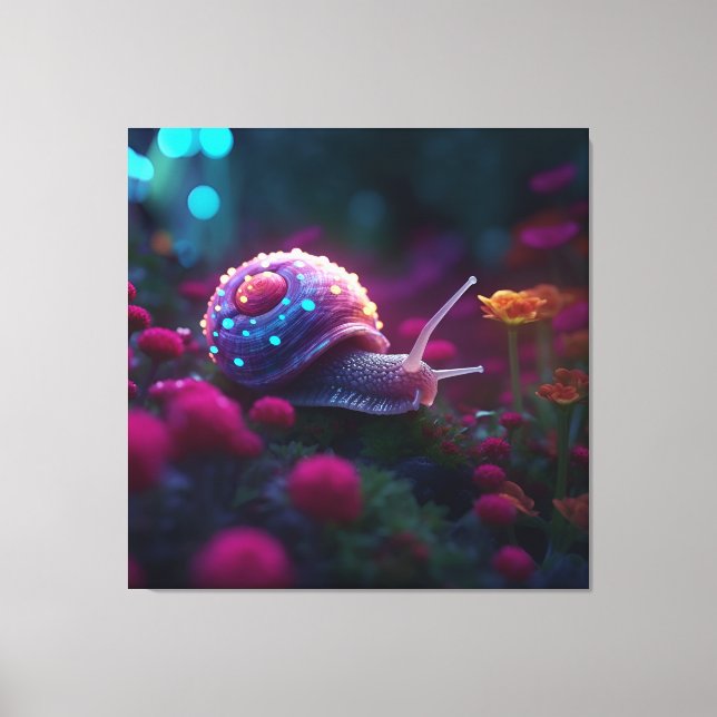Snail rosa, arte de IA, impresión de lienzo (Anverso)