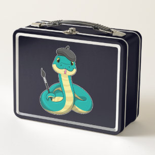 Snake as Painter con pincel de pintura