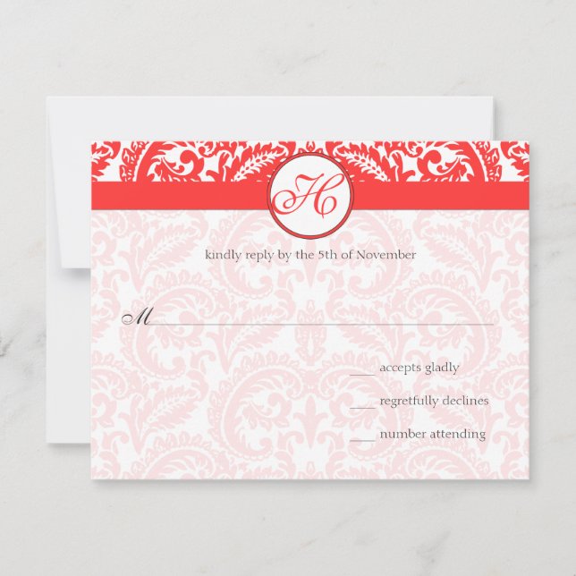 Snapdragon Coral Wedding RSVP (Anverso)
