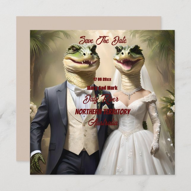 "Snapping Up Love: Un asunto de Boda cocodrilo" (Anverso / Reverso)