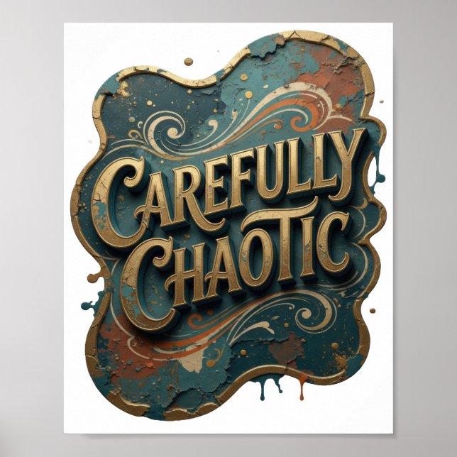 Snappy Gold CAREFULLY CHAOTIC Arte de Texto 3D v2 (Frente)