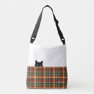 Sneaky Cat Tartán Naranja Bolsa de cuerpo cruzado