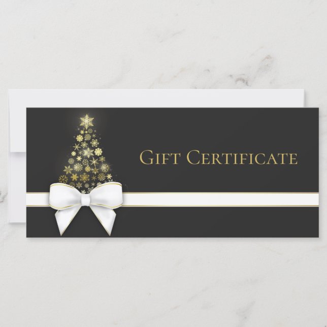 Snflakes Christmas Tree Bow Black Gray Gift Card (Anverso)