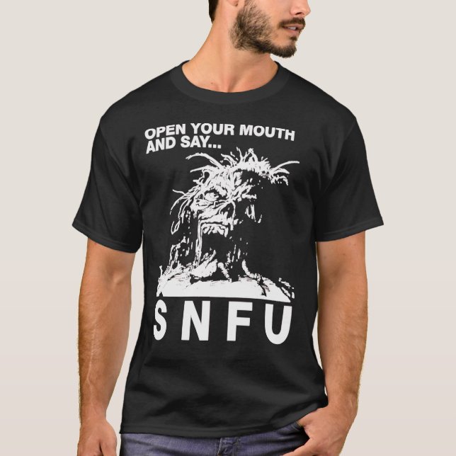 SNFU Abre la Boca, Camiseta Esencial T (Anverso)