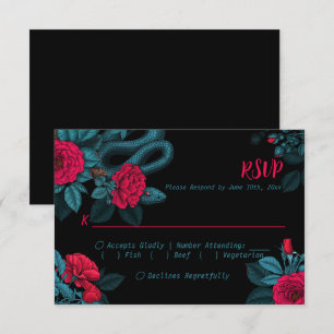 Snices y rosas rojas en negro, tarjeta de gabinete