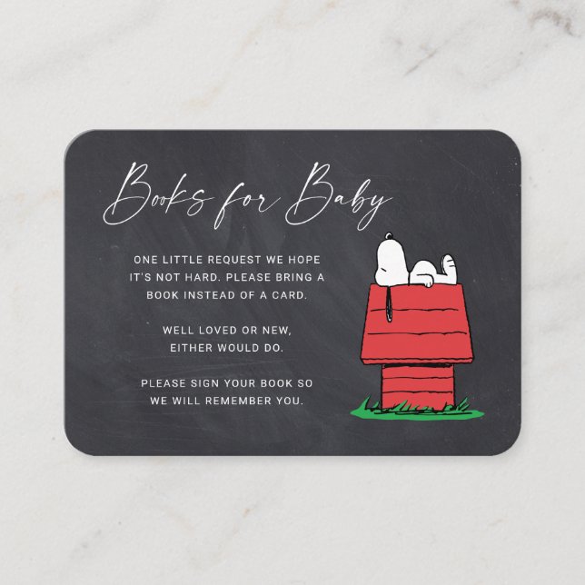 Snoopy Chalkboard - Libros para la invitación al b (Anverso)
