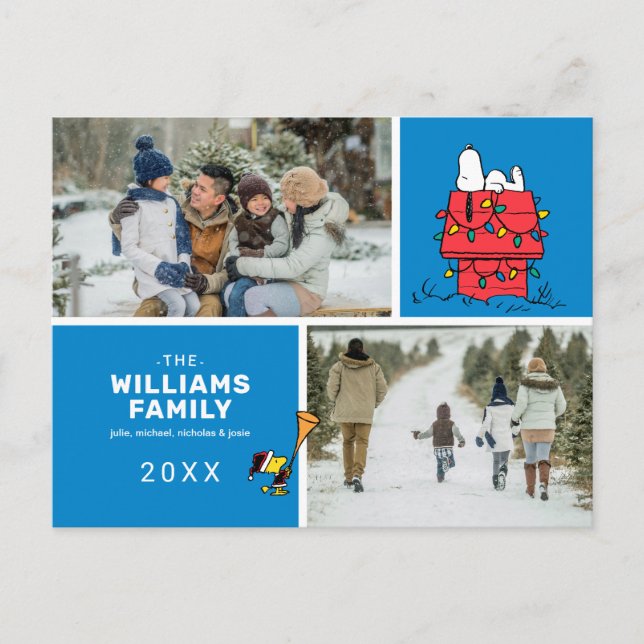 Snoopy Doghouse Navidad Collage de fotos familiar (Anverso)
