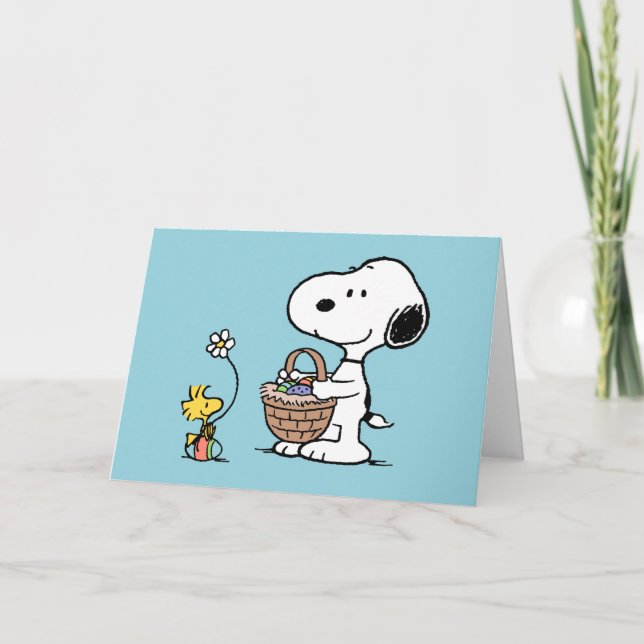 Snoopy y Woodstock | Feliz Tarjeta de Pascua (Anverso)