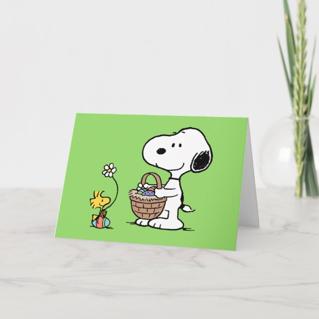 Snoopy y Woodstock | Feliz Tarjeta de Pascua (Anverso)