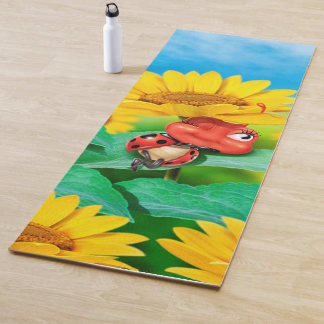 Snoozy ladybug girasoles yoga mat (In situ)