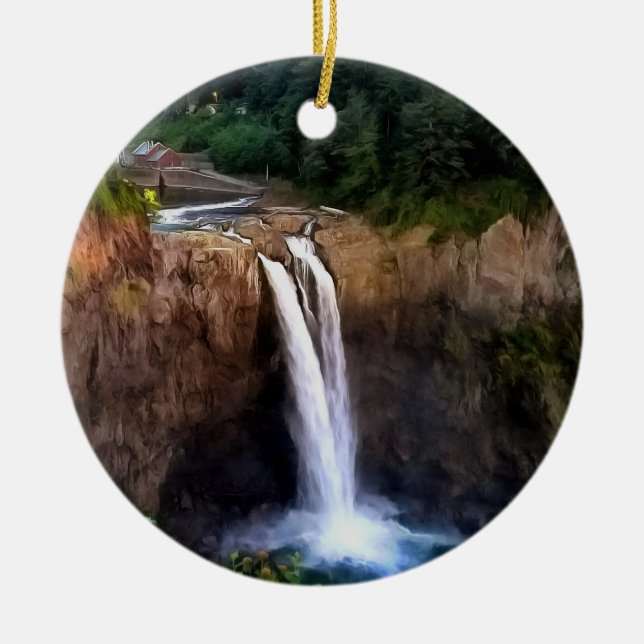 Snoqualmie Cae alrededor de la Cerámica Ornamento  (Frente)