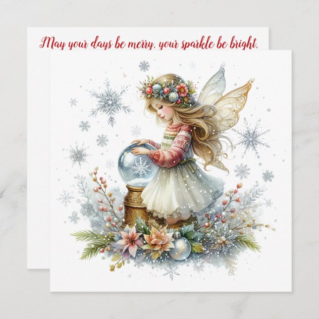 Snow Globe Fairy Holiday Card (Anverso / Reverso)
