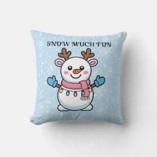 Snow Much Fun Almohada Cute de Invierno