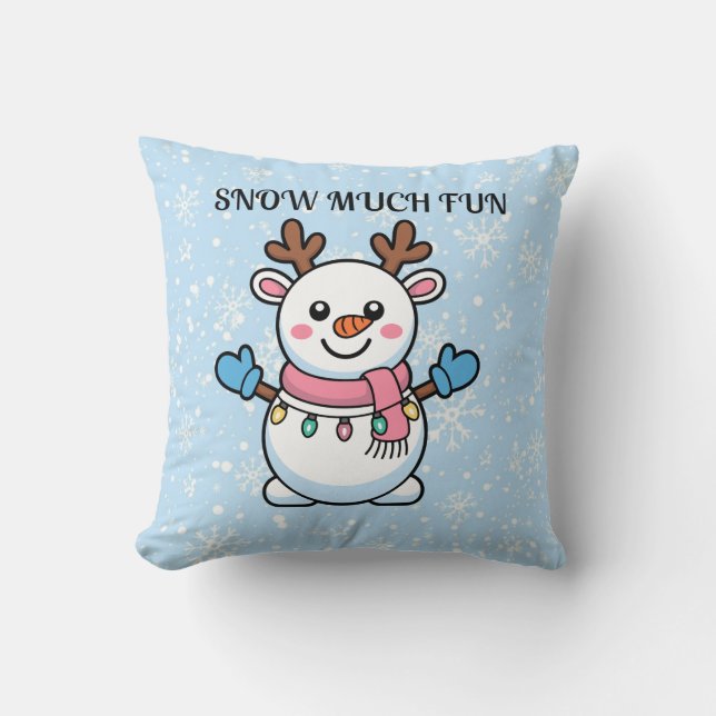 Snow Much Fun | Almohada Cute de Invierno (Anverso)
