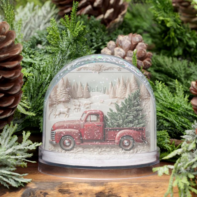 Snow Scene with Red Truck Christmas  (Invierno)