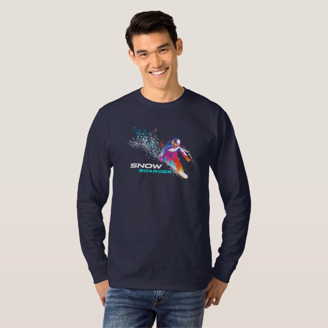 Snowboard | Camiseta de manga larga para hombres (Anverso completo)