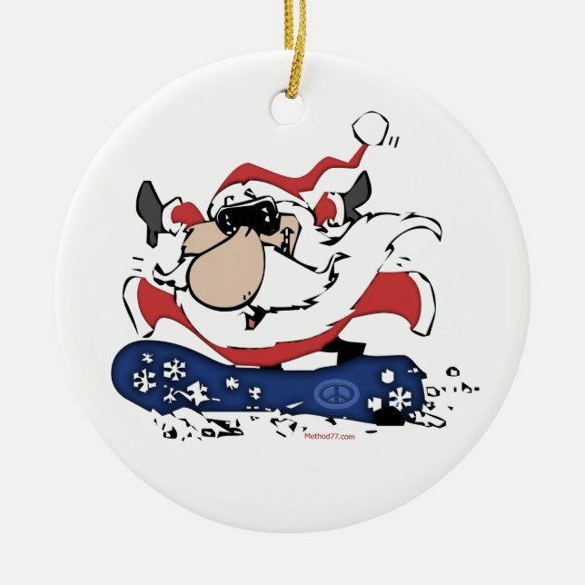 Snowboard Santa con los ornamentos conocidos (Frente)
