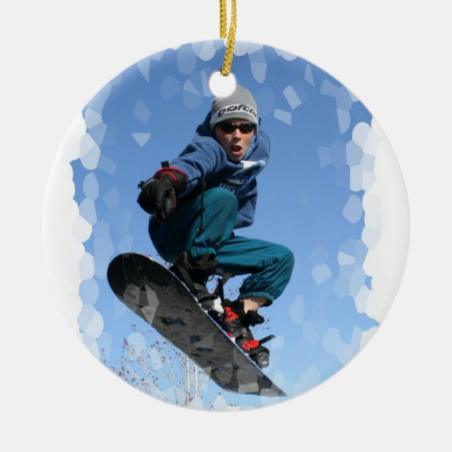 Snowboarder en el ornamento de la nieve (Frente)