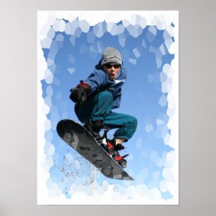 Snowboarder en la impresión de la nieve
