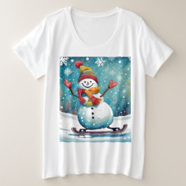 Snowboarding Snowman - Camiseta de tamaño superior