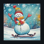 Snowboarding Snowman - Tarjeta magnética<br><div class="desc">¡Mira este adorable muñeco de nieve! ❄️ ⛄️ Incluso los hombres de nieve saben como divertirse en invierno! 😄 Esta imagen caprichosa sería una adición perfecta a tu ropa de temporada y decoración. ❄️ 🧣 ⛷️ ¡No te pierdas este encantador diseño!</div>