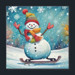 Snowboarding Snowman - Tarjeta magnética<br><div class="desc">¡Mira este adorable muñeco de nieve! ❄️ ⛄️ Incluso los hombres de nieve saben como divertirse en invierno! 😄 Esta imagen caprichosa sería una adición perfecta a tu ropa de temporada y decoración. ❄️ 🧣 ⛷️ ¡No te pierdas este encantador diseño!</div>
