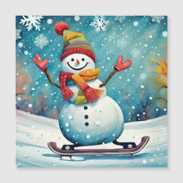 Snowboarding Snowman - Tarjeta magnética