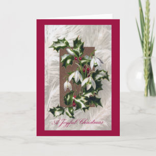 Snowdrops y navidad del vintage del acebo