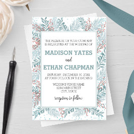 Snowfall Ferns Invitación a la boda de invierno