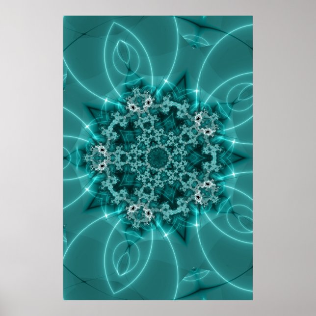 Snowflake | Arte fractal azul y blanco (Frente)