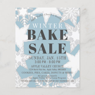 Snowflake Cookies Sale Bake Blue Flyer