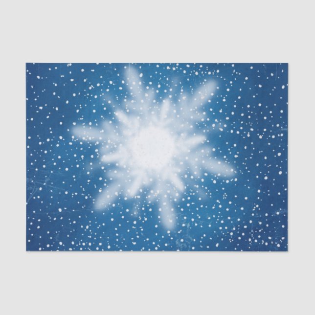 Snowflake en papel de té en cielo azul en invierno (Anverso)