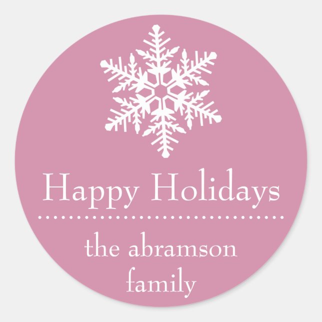 Snowflake Felices Fiestas Pegatinas (Rosa) (Anverso)