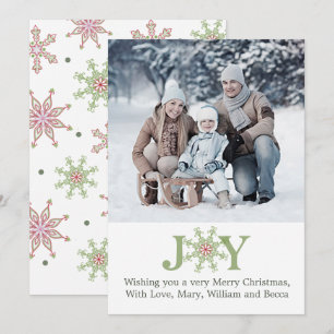 Snowflake Joy Navidad Tarjeta fotográfica Cuta 1 f