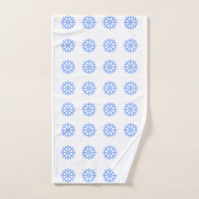  Snowflake Light Blue Winter Pattern  (Toalla de mano)