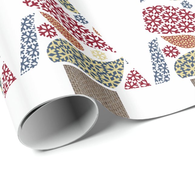 Snowflake Llanta árboles Navidades envolver papel (Esquina del rollo)