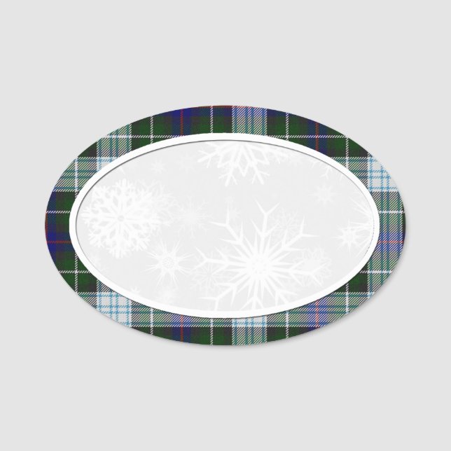Snowflake Mackenzie Plaid Name Etiqueta (Anverso)