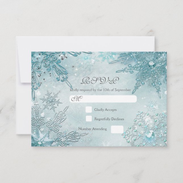 Snowflake Magic Winter Wonderland Tarjeta RSVP (Anverso)